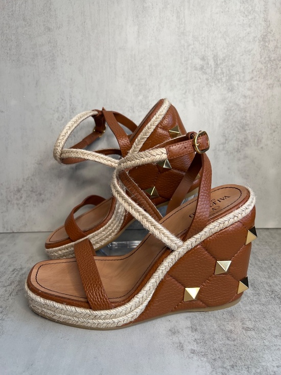 Valentino Garavani Shoes - Valentino Garavani Roman Stud Espadrille Wedge Sandals in Size 38